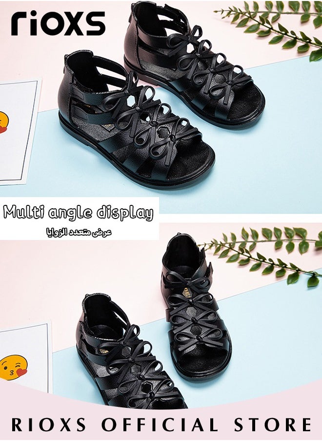 RIOXS - Little Kids Girls Fashion Non-Slip Soft Sole Floral Sandals Princess Adjustable Shoes Lightweight Breathable Ankle Strap Sandals - Image 1