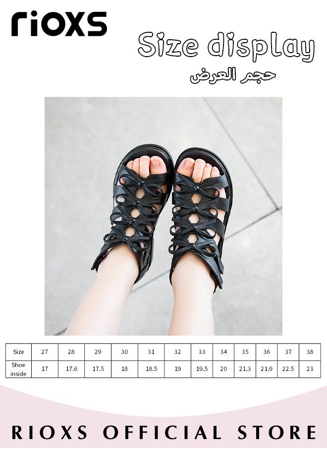 RIOXS - Little Kids Girls Fashion Non-Slip Soft Sole Floral Sandals Princess Adjustable Shoes Lightweight Breathable Ankle Strap Sandals - Image 1
