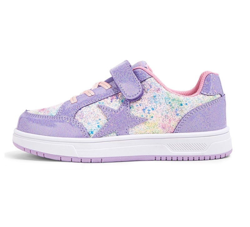 LUCKY STEP Kid's Glitter Walking Shoes Shiny Sparkly Sequins Fashion Sneakers Hook and Loop Athletic Unisex-Child Casual Running for Children/Boys/Girls(Purple Glitter,Little Kid 13) - Image 1