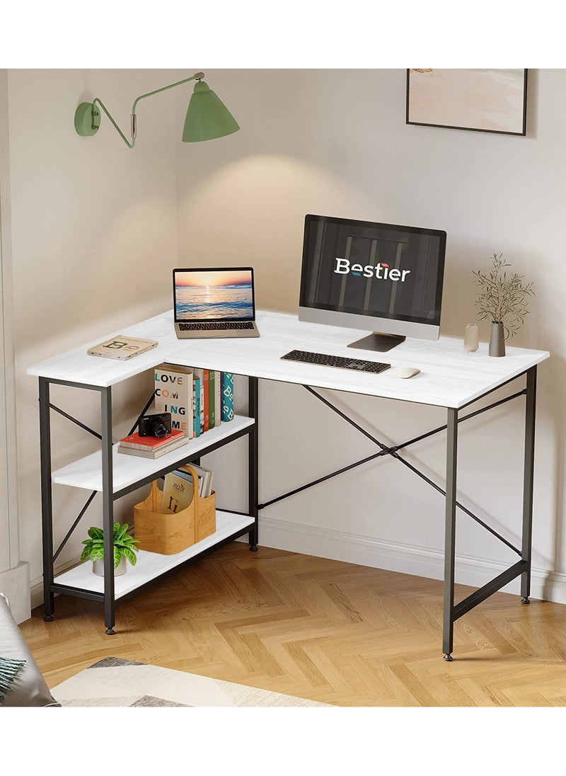 Home Gallery L Shaped Desk With Shelves 120 Cm Reversible Corner White  - Image 1