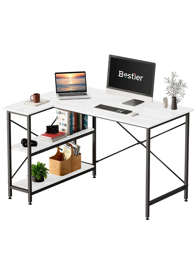 Home Gallery L Shaped Desk With Shelves 120 Cm Reversible Corner White  - Image 2