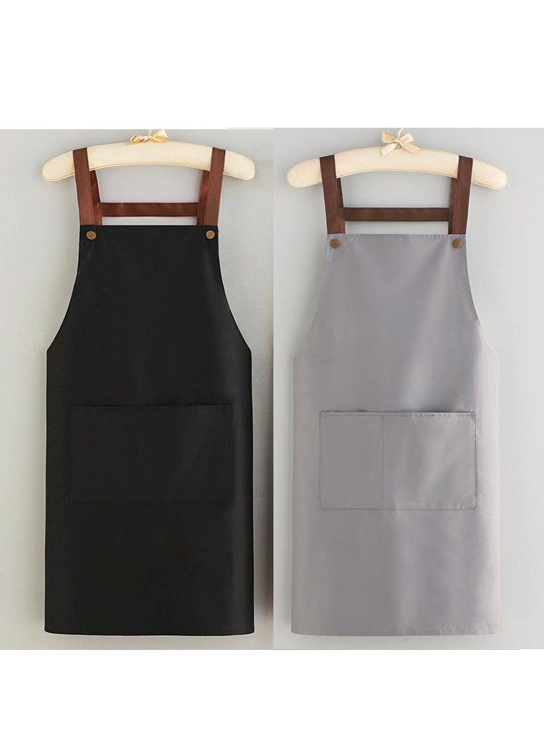 FASHION HOME 2pcs Waterproof Kitchen Cooking Apron Chef Aprons With Pocket - Image 1