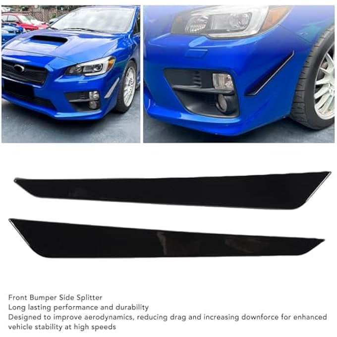 Luocute 2 PCS Front Bumper Chin Spoiler Lip Splitter Corner Cover Trim, Carbon Fiber Pattern, Left Right Sporty Look Replacement for STI VA 2015-2021 (Glossy Black) - Image 2