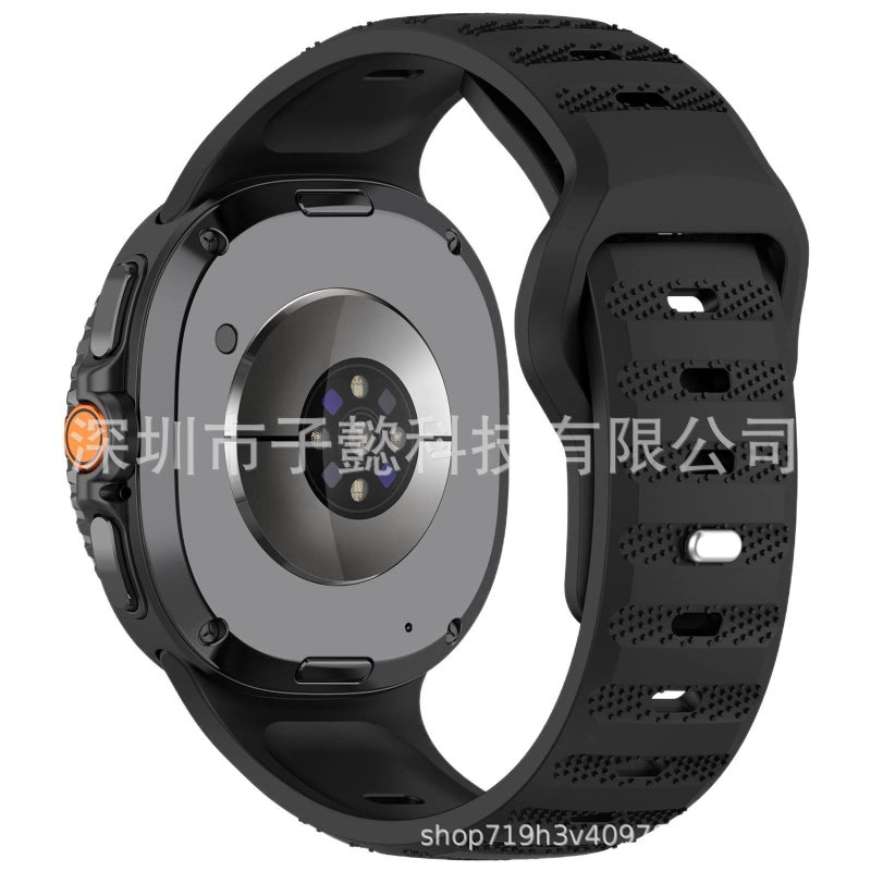 سوار ساعة ذكية رياضي من السيليكون متوافق مع Samsung Galaxy Watch 8 Classic بملاءمة قابلة للتعديل وحزام ناعم للاستبدال اليومي باللون أبيض قابل للتعديل - Image 3
