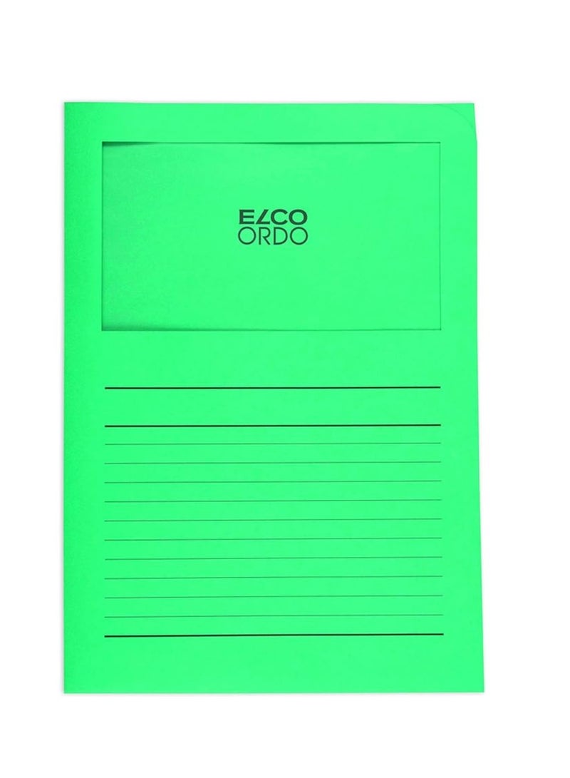 Elco Ordo"Classico" Emerald Green Paper Slip File with Window - Box of 10 22 x 31 - Image 1