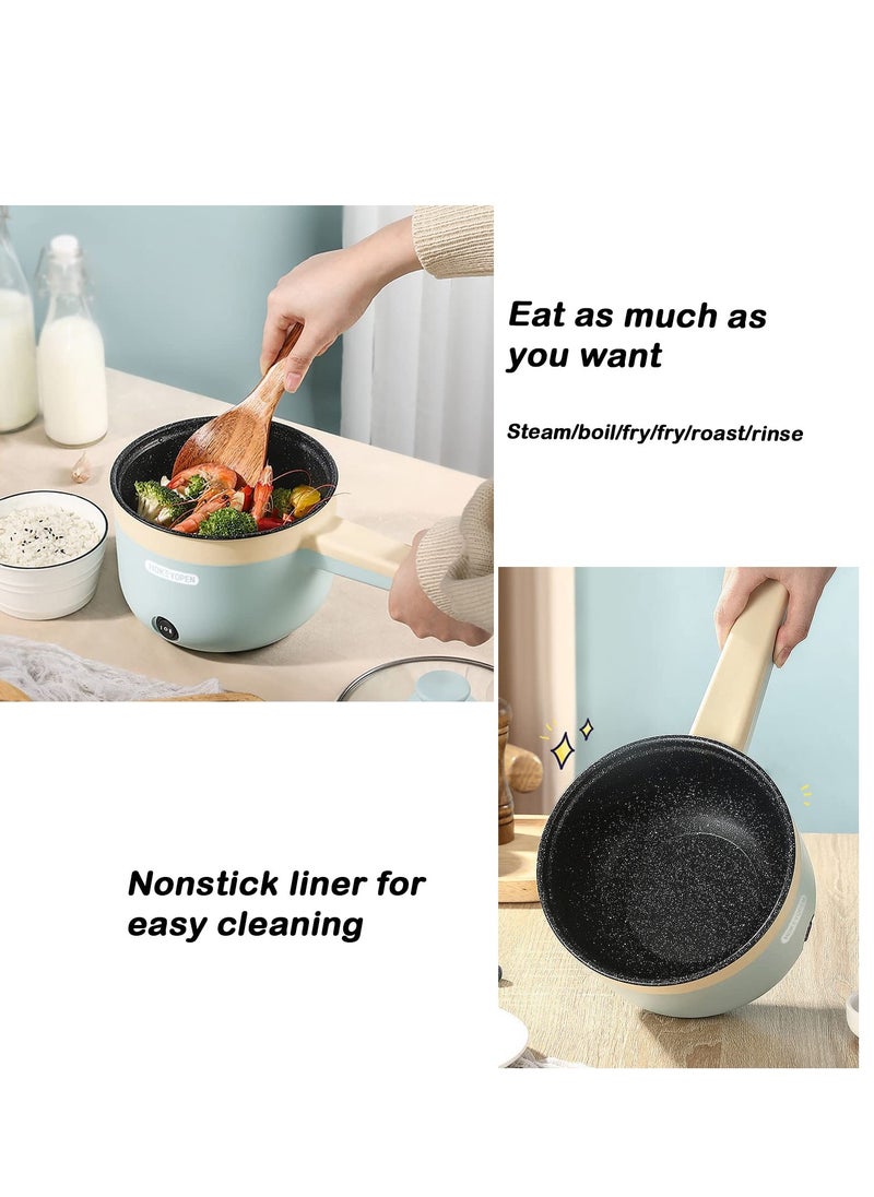 XiuWoo Electric Hot Pot Electric Pot 1.8L Mini Crock Pot Electric Cooker with Steamer And Overheat Protection Ideal for Stews Soups Hot Pots and Noodles for One Person  - Image 3