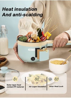 XiuWoo Electric Hot Pot Electric Pot 1.8L Mini Crock Pot Electric Cooker with Steamer And Overheat Protection Ideal for Stews Soups Hot Pots and Noodles for One Person  - Image 2