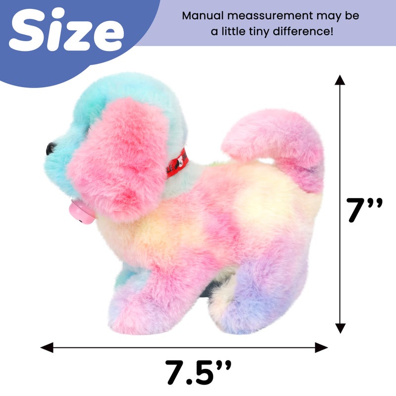 Hopearl Walking Dog With Bell Interactive Electronic Pet Plush Toy Puppy Woof And Moving Animated Nodding Head Gifts For Toddlers Birthday  Rainbow  7 ' ' - Image 2
