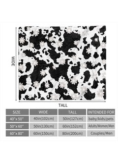 Sowide Cow Print Blanket, Soft Fleece Flannel Cow Flower Blanket, Cow Blanket for Adult Couples, Cozy Warm Throw Blanket, Lightweight Black White Fuzzy Plush Gifts for Couch, Bed, Living Room, 60"x80"  - Image 4
