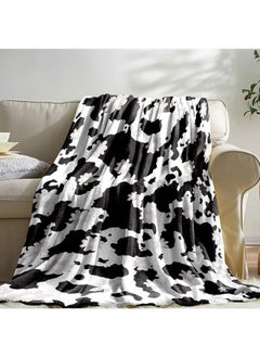 Sowide Cow Print Blanket, Soft Fleece Flannel Cow Flower Blanket, Cow Blanket for Adult Couples, Cozy Warm Throw Blanket, Lightweight Black White Fuzzy Plush Gifts for Couch, Bed, Living Room, 60"x80"  - Image 1