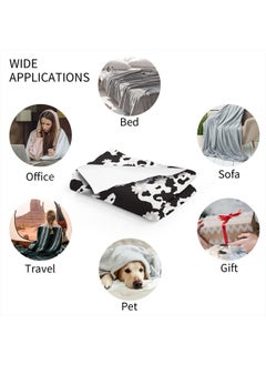 Sowide Cow Print Blanket, Soft Fleece Flannel Cow Flower Blanket, Cow Blanket for Adult Couples, Cozy Warm Throw Blanket, Lightweight Black White Fuzzy Plush Gifts for Couch, Bed, Living Room, 60"x80"  - Image 5