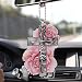 Talataca Pink Cross Rose Rosy God Faith Christian Jesus 2D Flat Car Rear View Mirror Accessories Christmas Tree Ornament Decoration Hanging Charm Interior Rearview Pendant Decor Gift - Image 2