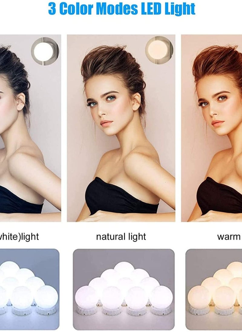 PADOM - Padom Led Vanity Lights for Mirror, Hollywood Makeup Light for Vanity with 10 Dimmable Bulbs 3 Color Modes,for Makeup Vanity Table & Bathroom Mirror - Image 1