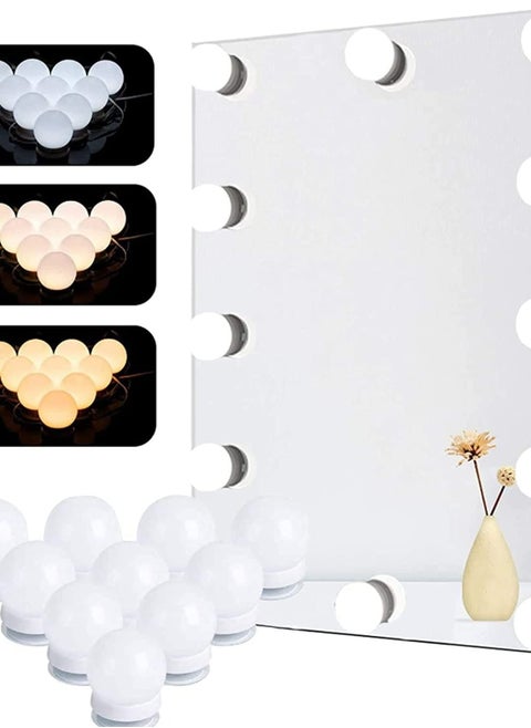 Padom Led Vanity Lights for Mirror, Hollywood Makeup Light for Vanity with 10 Dimmable Bulbs 3 Color Modes,for Makeup Vanity Table & Bathroom Mirror