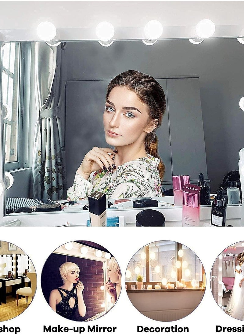 PADOM - Padom Led Vanity Lights for Mirror, Hollywood Makeup Light for Vanity with 10 Dimmable Bulbs 3 Color Modes,for Makeup Vanity Table & Bathroom Mirror - Image 1