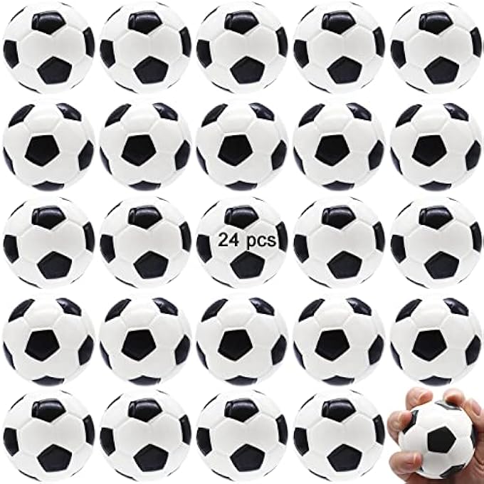 Juuxncgv 24 Pcs Mini Foam Sports Balls,2.5In Squeezable Stress Soccers,Stress Relief Squeeze Balls for Stress,Anxiety Relief,Kids Party Favor Toy,Fidget Toys,Ball Games - Image 1