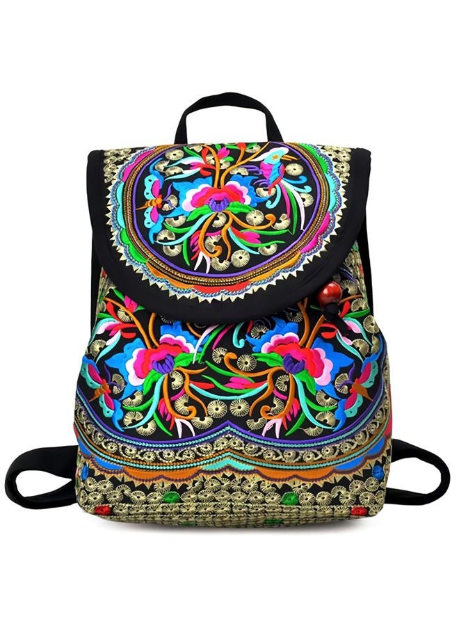 Goodhan Vintage Women Embroidery Ethnic Backpack Travel Handbag Shoulder Bag Mochila - Image 1