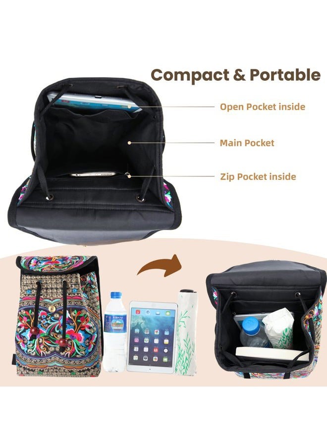 Goodhan Vintage Women Embroidery Ethnic Backpack Travel Handbag Shoulder Bag Mochila - Image 5