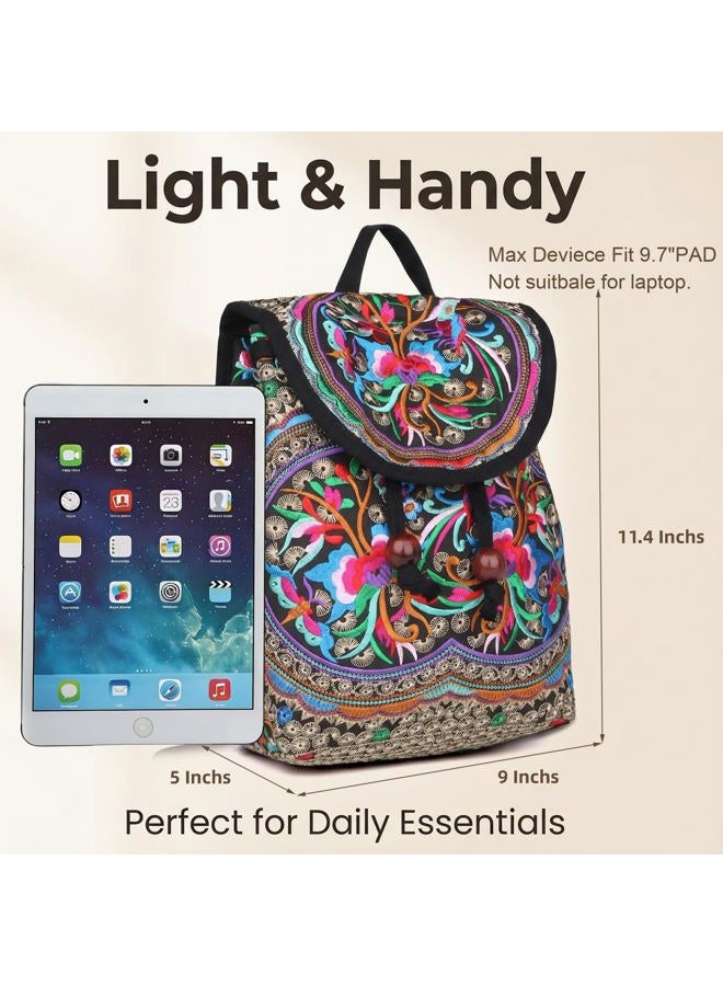 Goodhan Vintage Women Embroidery Ethnic Backpack Travel Handbag Shoulder Bag Mochila - Image 4