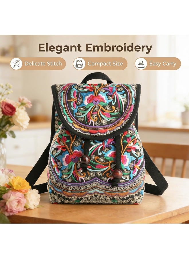 Goodhan Vintage Women Embroidery Ethnic Backpack Travel Handbag Shoulder Bag Mochila - Image 3