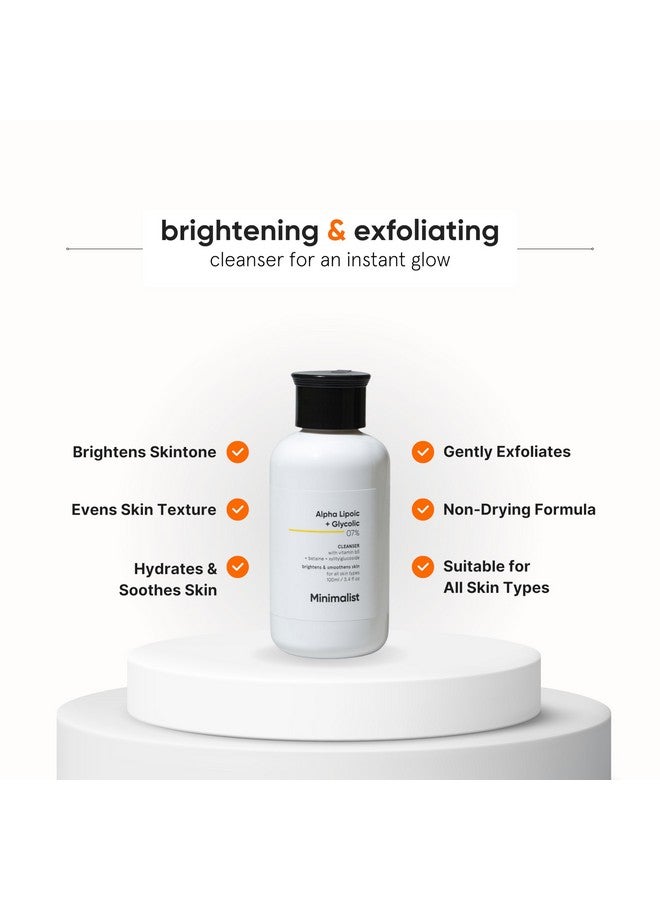منيماليست غسول الوجه المفتح 7% Ala & Aha مع فيتامين B5 للترطيب وحمض الجليكوليك للتقشير وحمض ألفا ليبويك لبشرة متوهجة | للرجال والنساء | 100 مل  - Image 2