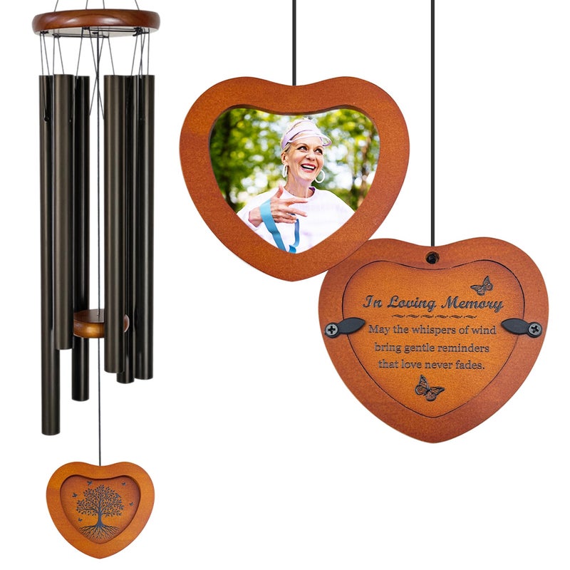 MEDOO Memorial Wind Chimes with Photo Frame â€“ 32" Outdoor Bereavement Wind Chimes for Loss of Loved One, in Loving Memory Sympathy Gift, Memorial Garden & Patio Wind Chime Decor - Image 1