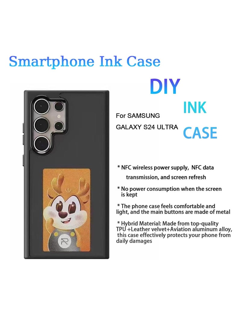 for Samsung Galaxy S24 Ultra Smart Case NFC Transmit Phone Ink Cases 4 Colors E Ink Screen Galaxy DIY Function Cartoon Boys Girls Phone Covers (Black, Samsung Galaxy S24 Ultra)