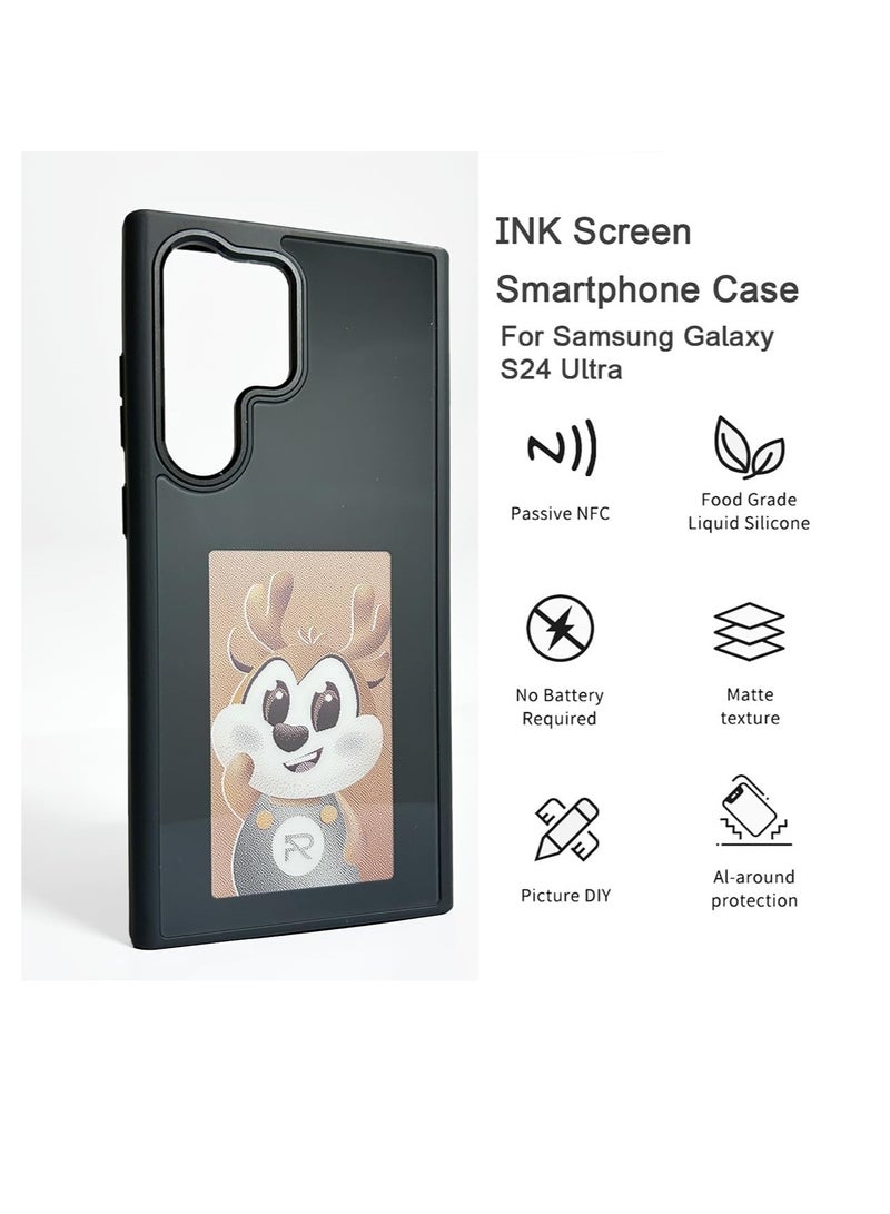for Samsung Galaxy S24 Ultra Smart Case NFC Transmit Phone Ink Cases 4 Colors E Ink Screen Galaxy DIY Function Cartoon Boys Girls Phone Covers (Black, Samsung Galaxy S24 Ultra)