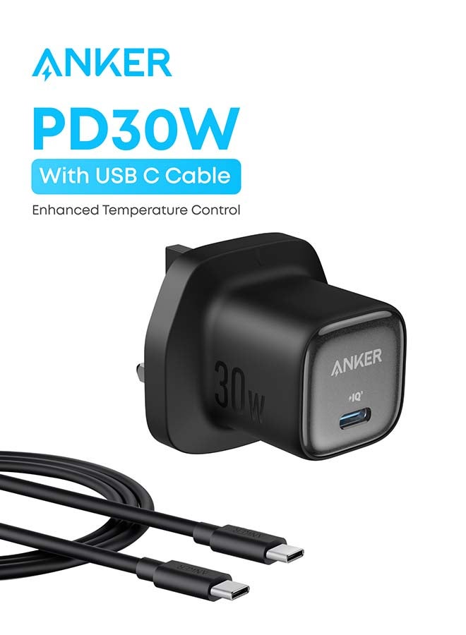 شاحن USB C بقوة 30 واط، شاحن Zolo المدمج بتقنية GaN، تحكم معزز في درجة الحرارة، تصميم مدمج وشحن أسرع 3 مرات، متوافق مع iPhone وiPad وSamsung وPixel والمزيد (أسود) - Image 1