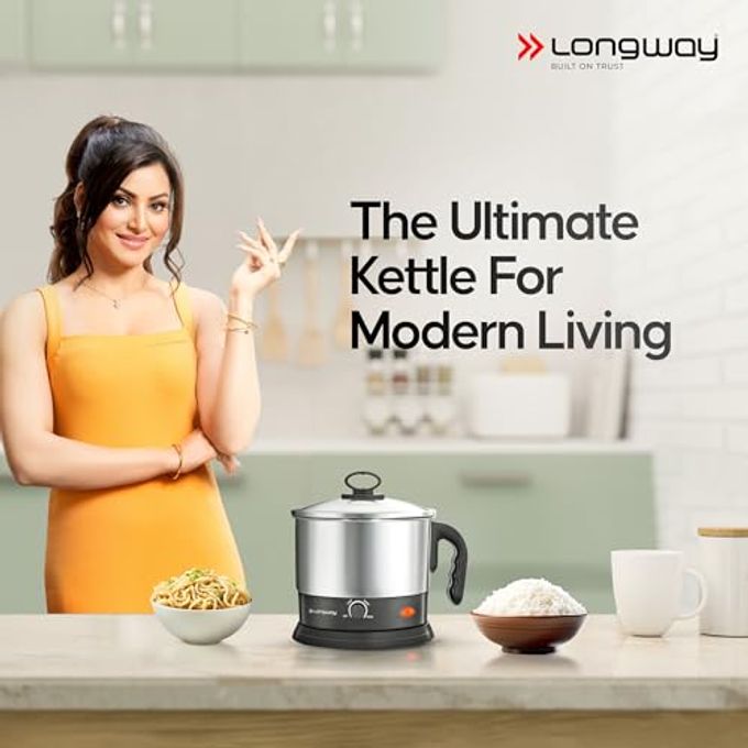 LONGWAY Multipurpose Electric Kettle 1.5 litre, 3 Heating Modes Stainless Steel Body with Glass Lid, kettle for hot Water, Milk, Tea and Coffee, Noodles, Soup, Rice, Egg Boiling | Black & Silver - Image 2