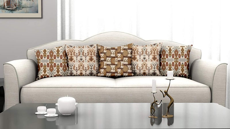homewards Satin Digital Printed Cushion Covers 16 x16 Inches Multicolor Set of 5