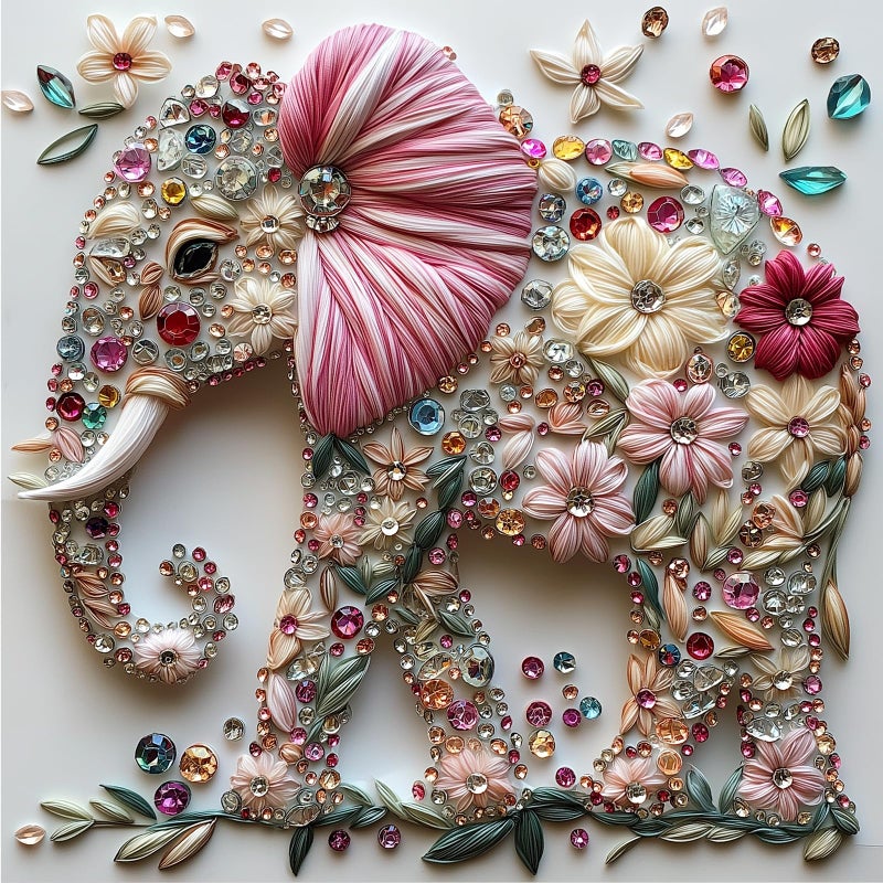 MINIWAN Elephant Jigsaw Puzzles for Adults 500 Pieces Colorful Crystal Flower Puzzles Beautiful Diamond Art Puzzle Difficult Unique Family Challenging Games Gift for Teens Adults Puzzle (20"x20") - Image 1