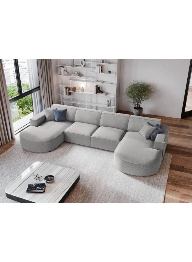 هوم جويز كنب زاية أوربان كلاسيك حرف U - خشب سويدي - قماش مخمل - رمادي - Image 1