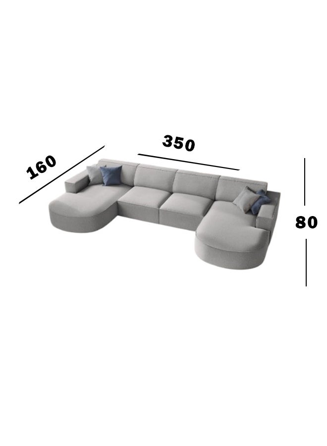 هوم جويز كنب زاية أوربان كلاسيك حرف U - خشب سويدي - قماش مخمل - رمادي - Image 3