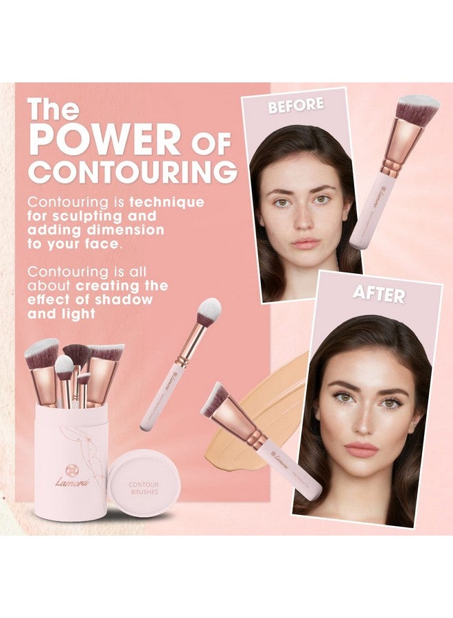 Lamora Pro Face Contour Brush Set - Synthetic Contouring Sculpting and Highlighting Kit - Cream Blush Powder Flat Nose Cheek Round Small Angled Fan Tapered Precision Kabuki Foundation Makeup Brushes - Image 2