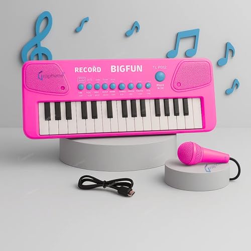 GRAPHENE 37 Key Rechargeable Kids Piano Keyboard With Mic for Kids 8 Rhythms 8 Tons 6 Demos Portable Electronic Gift Educational Learning Songs Recording Musical Toys Boys Girls 4 5 6 7 8 Years - Image 1