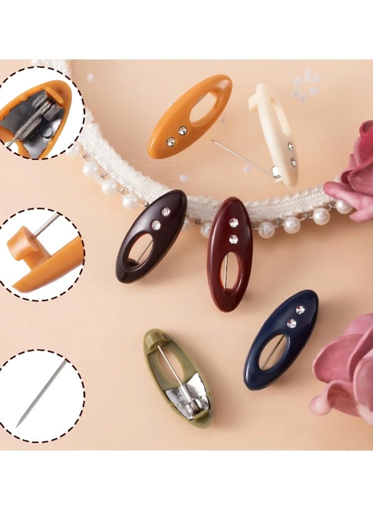 36PCS headscarf pin, fashion headscarf pin, brooch scarf pin safety lock, baby cloth women's diaper pin Muslim scarf clothing, hollow mixed colors and rhinestones, 6 colors