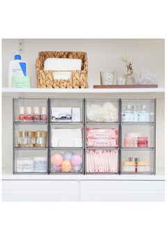 ZIMNEST 4 Pack Clear Plastic Stackable Makeup Organizer Box Drawers, 4.4''(11.2 cm) Tall Acrylic Storage Boxes for Bathroom Vanity, Undersink, Kitchen Cabinets, Pantry Organization  - Image 2