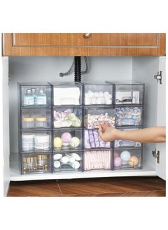 ZIMNEST 4 Pack Clear Plastic Stackable Makeup Organizer Box Drawers, 4.4''(11.2 cm) Tall Acrylic Storage Boxes for Bathroom Vanity, Undersink, Kitchen Cabinets, Pantry Organization  - Image 5