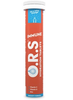 O.R.S O.R.S Immune Vitamin C Hydration Tablets with Electrolytes, Immune System Booster with Vites & Minerals, Vegan, Gluten & Lactose Free – Soluble Sports Oral Rehydration, Natural Orange Flavour, 20 Tabs  - Image 1