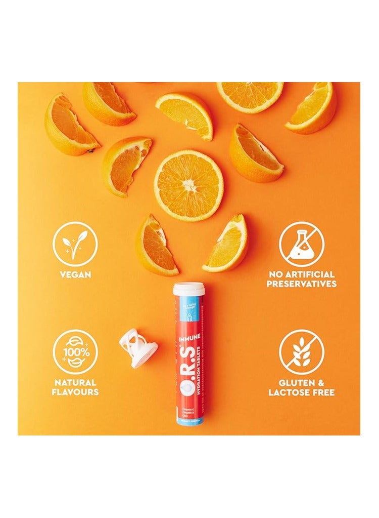 O.R.S O.R.S Immune Vitamin C Hydration Tablets with Electrolytes, Immune System Booster with Vites & Minerals, Vegan, Gluten & Lactose Free – Soluble Sports Oral Rehydration, Natural Orange Flavour, 20 Tabs  - Image 4