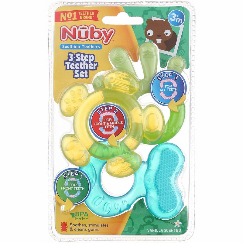 Nuby 3 Step Soothing Teether 3 Piece Set- Assorted Color - Image 1