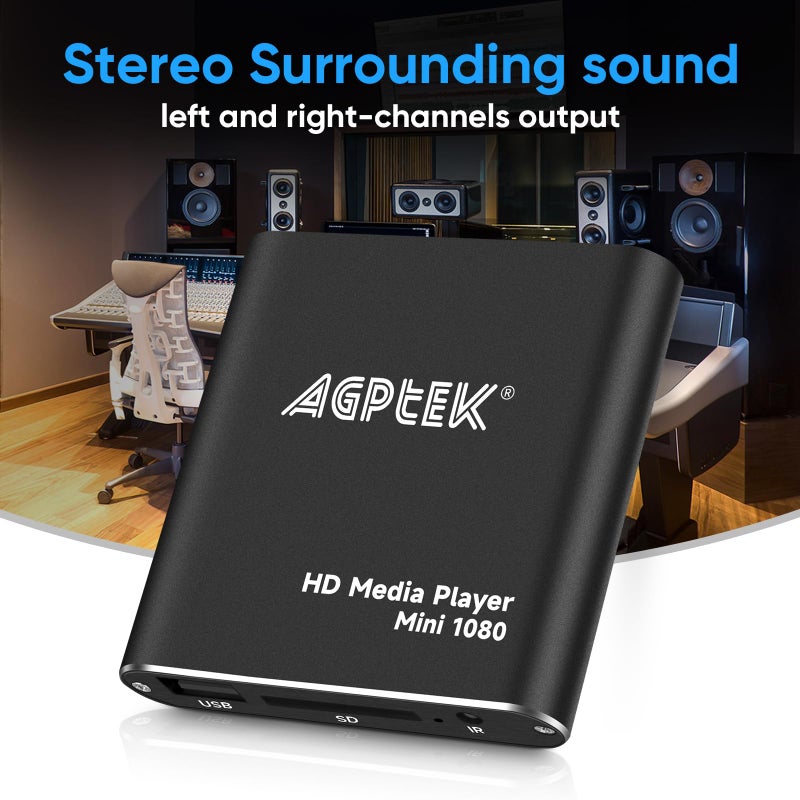 AGPtek HDMI Media Player, Black Mini 1080p Full-HD Ultra HDMI Digital Media Player for -MKV/RM- HDD USB Drives and SD Cards - Image 5