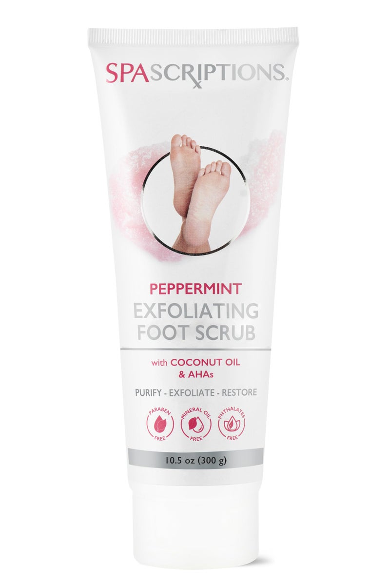 SpaScriptions Peppermint Exfoliating Foot Scrub with Peppermint, Coconut Oil, Alpha Hydroxy Acids (AHAs), Exfoliates, Purify, and Restores (10.5 oz) - Image 1
