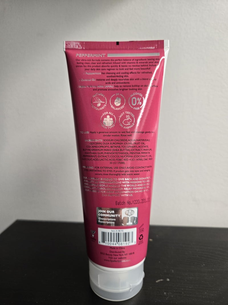 SpaScriptions Peppermint Exfoliating Foot Scrub with Peppermint, Coconut Oil, Alpha Hydroxy Acids (AHAs), Exfoliates, Purify, and Restores (10.5 oz) - Image 3