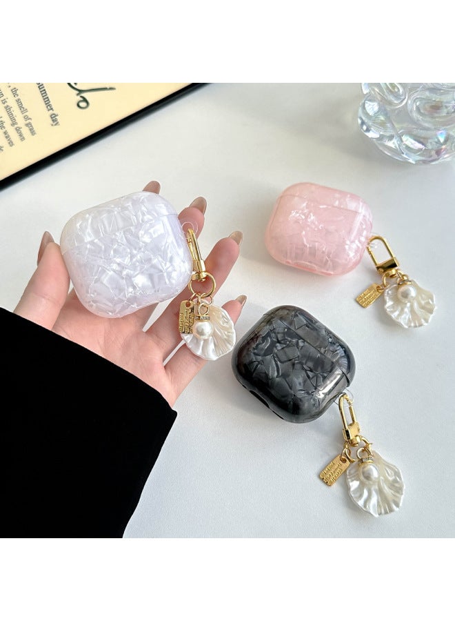 Suitable For AirPods 4 Earphone Protective Cover Simple Shell Tpu Soft Shell Apple Pro2 Pearl Pendant-Color:White-Applicable Models:Airpods 3rd Generation - Image 3