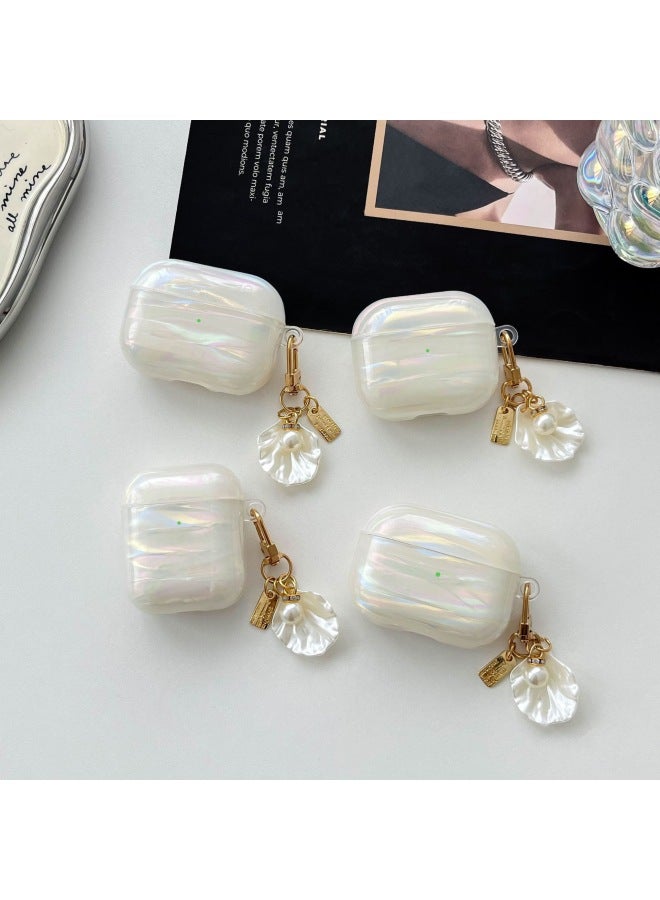 Suitable For AirPods 4 Earphone Protective Cover Simple Shell Tpu Soft Shell Apple Pro2 Pearl Pendant-Color:White-Applicable Models:Airpods 3rd Generation - Image 4