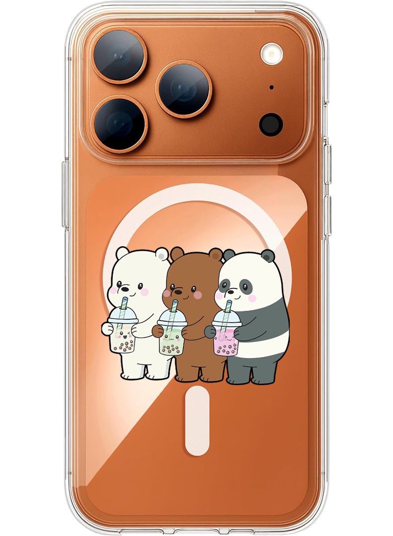 Theodor Magnetic Case for Apple iPhone 17 Pro Compatible with MagSafe Wireless Charging, Shockproof Phone Bumper Cover - 3 Panda Drinking - Image 1