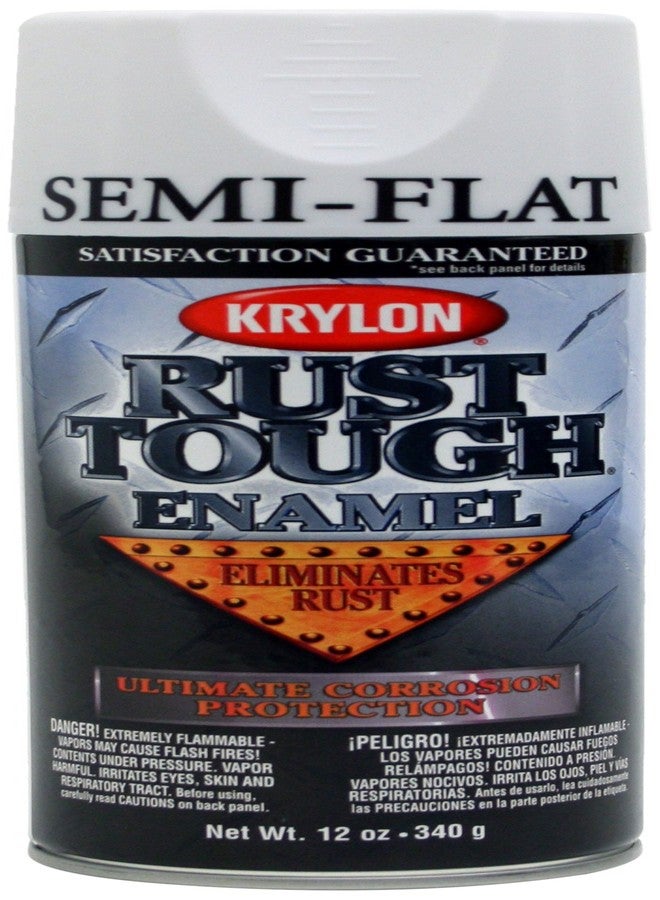 كرايلون كريلون K09201007-6 PK "Rust Tough" طلاء مينا أبيض شبه مسطح مقاوم للصدأ - بخاخ 12 أونصة (علبة من 6 قطع) - Image 1
