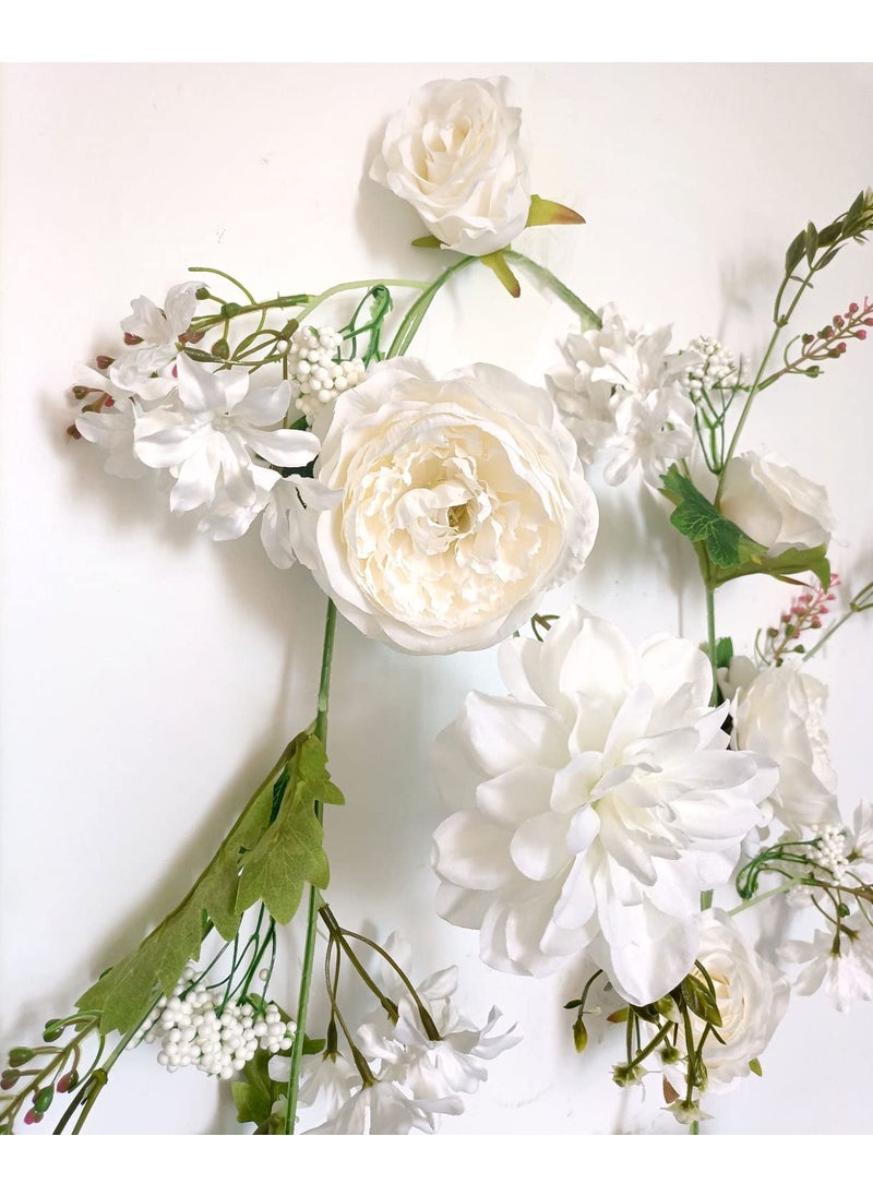 OrgMemory Peony Garland  OrgMemory Rose Flower Vine  6' Floral Garland for Wedding Decor Home Table Runner Mantle Decoration (Ivory Peony Garland)  - Image 2
